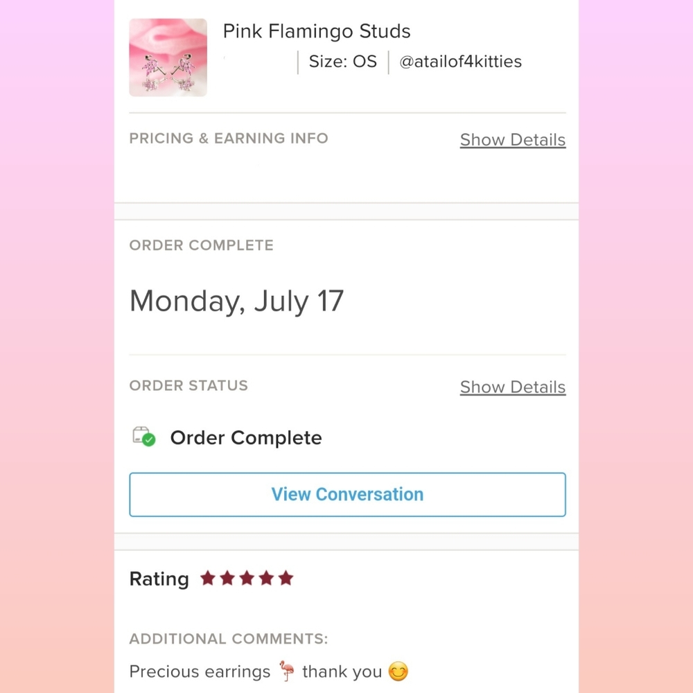 Pink Flamingo Studs - Picture 9 of 9